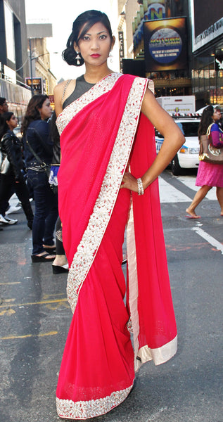 Hema- The City Chic Diva Sari & Leather Blouse
