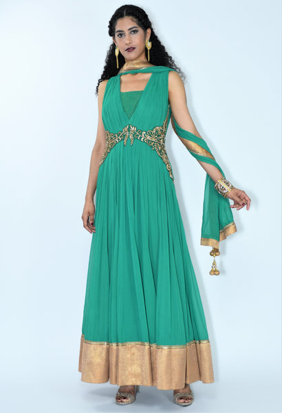 Hunter Green Anarkali Dress style Suit