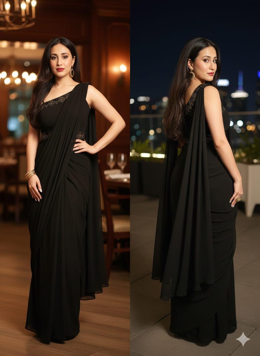 Riya - Georgette draped Sari Gown