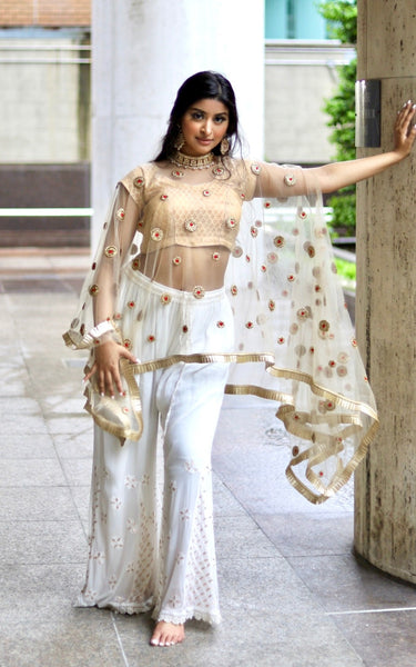 Drisya- Bejeweled dupatta poncho - SOLD OUT