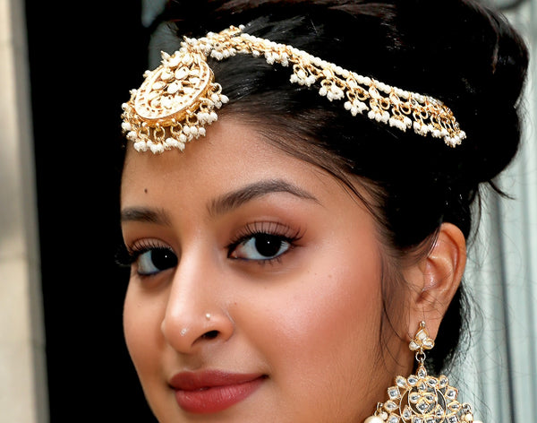 Pearl and Gold headpiece-Mang-Tikka Mattha Patti