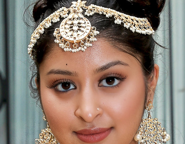 Pearl and Gold headpiece-Mang-Tikka Mattha Patti