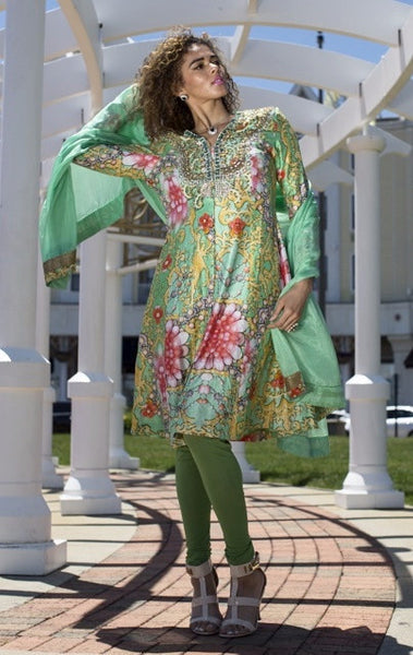 Kavita - Print silk embellished Jkt set - SOLD OUT