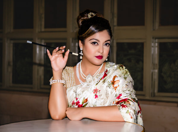 Tanu- French Silk burnout floral print Sari