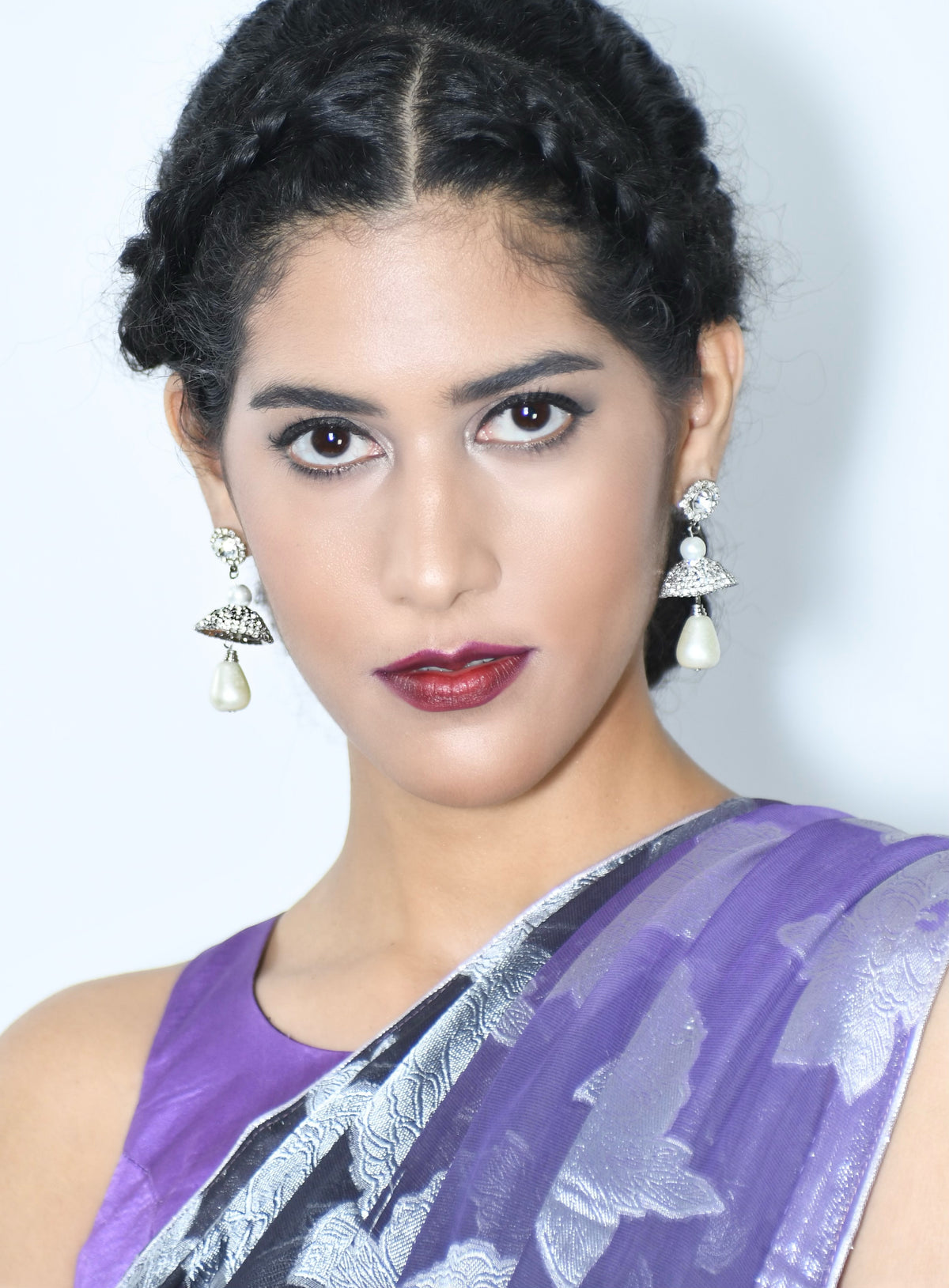 Diamond & Pearl look dangling earrings