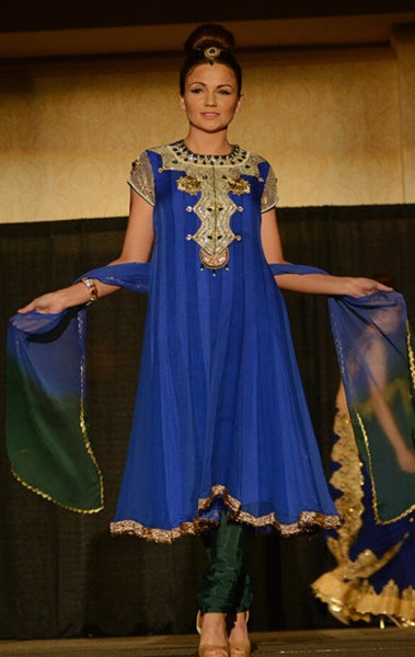 Reena - Royal Blue Tonal Anarkali suit