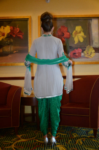 Soni- Grey/ Emerald green Patiala Suit