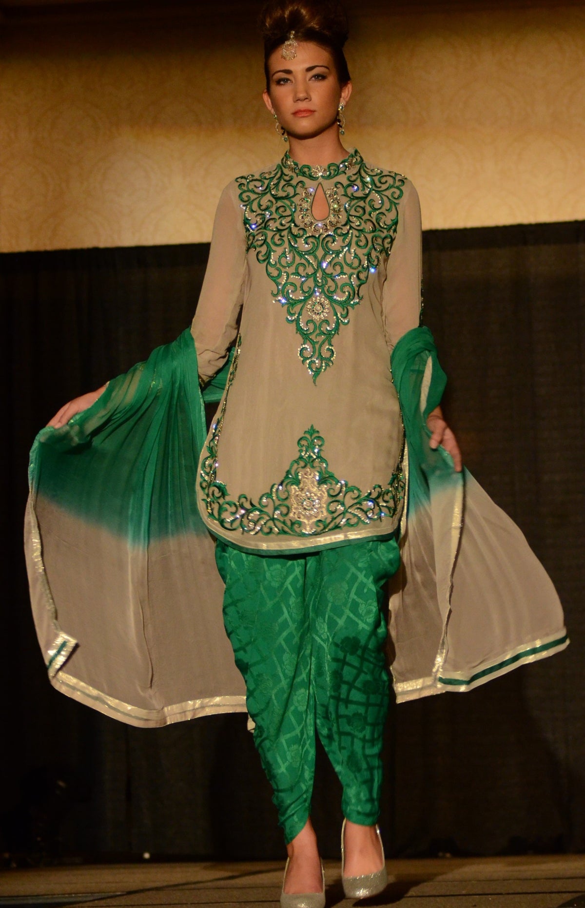 Soni- Grey/ Emerald green Patiala Suit