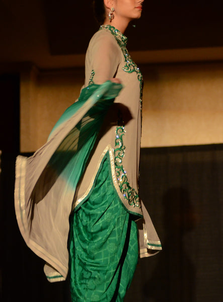 Soni- Grey/ Emerald green Patiala Suit