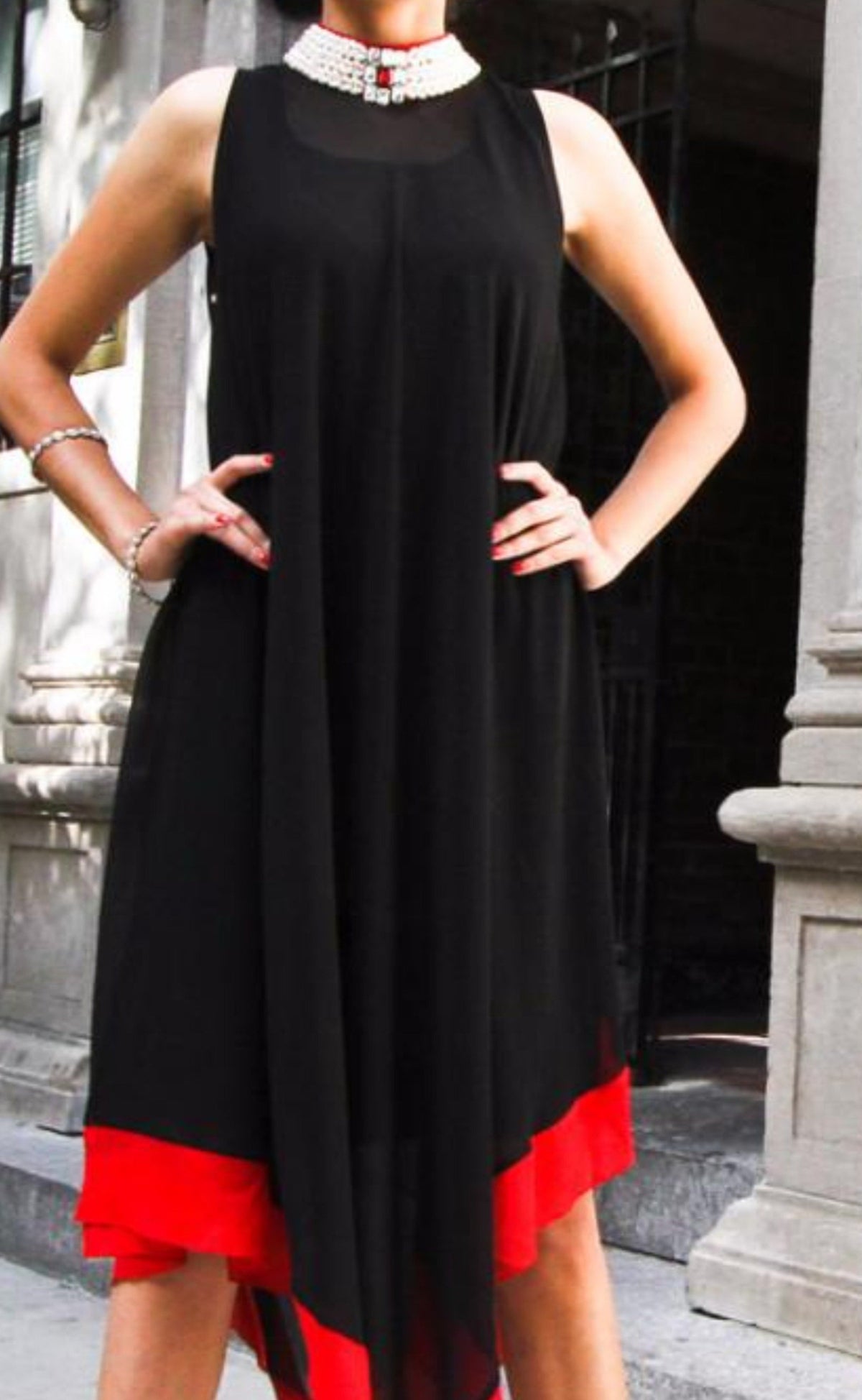 Color blocked tunic with embellished high-neck- SOLD OUT