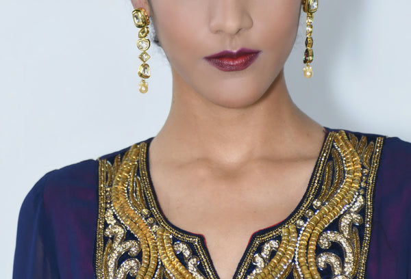 Gold / Kundan long earrings