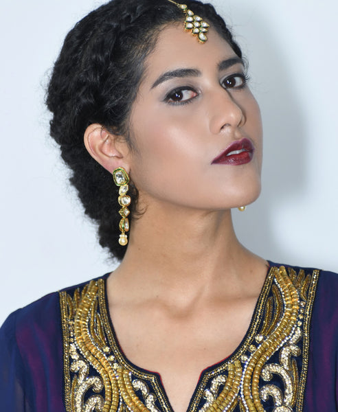 Gold / Kundan long earrings