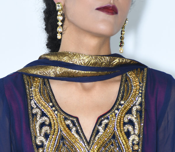 Gold / Kundan long earrings