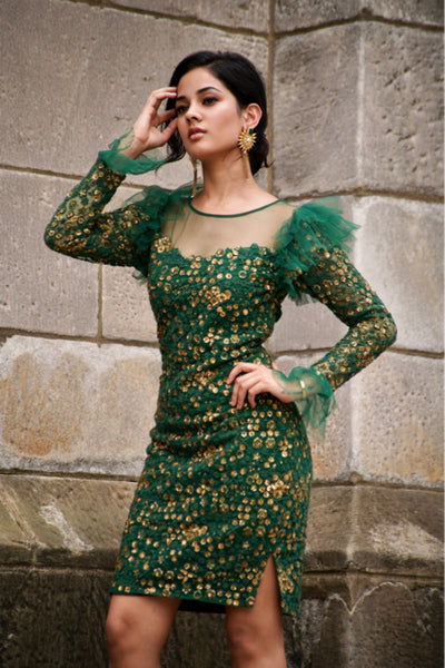 Pia- Embroidered Body-con dress