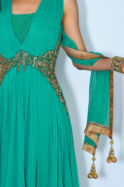 Hunter Green Anarkali Dress style Suit