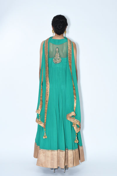 Hunter Green Anarkali Dress style Suit