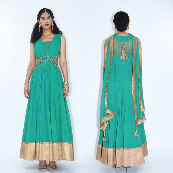 Hunter Green Anarkali Dress style Suit