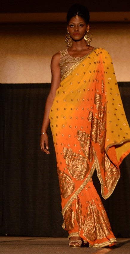 Chitra - Crimson horizon ombre sari- SOLD OUT