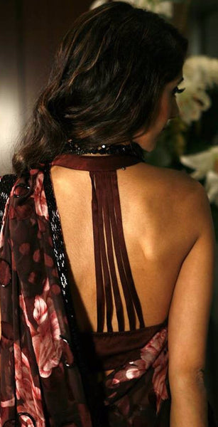 Anita - French Silk Floral Print Burnout Sari- SOLD OUT